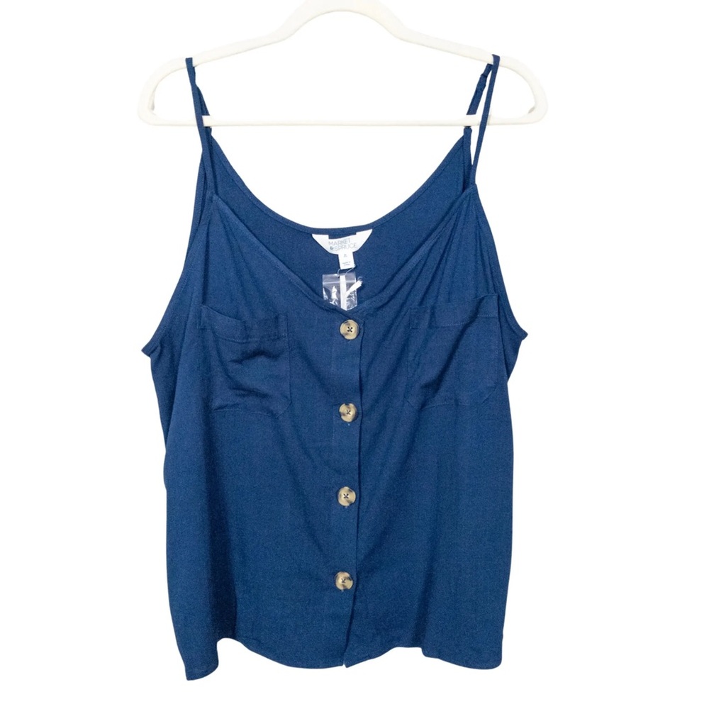 💚  2/$15 Blue Buttoned Crop Camisole - Picture 2 of 3